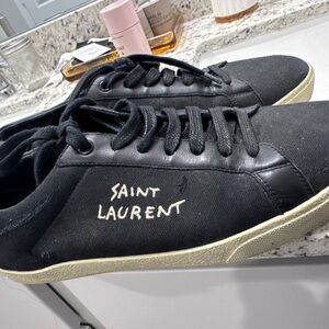 Saint Laurent Black and Cream Men's Sneakers